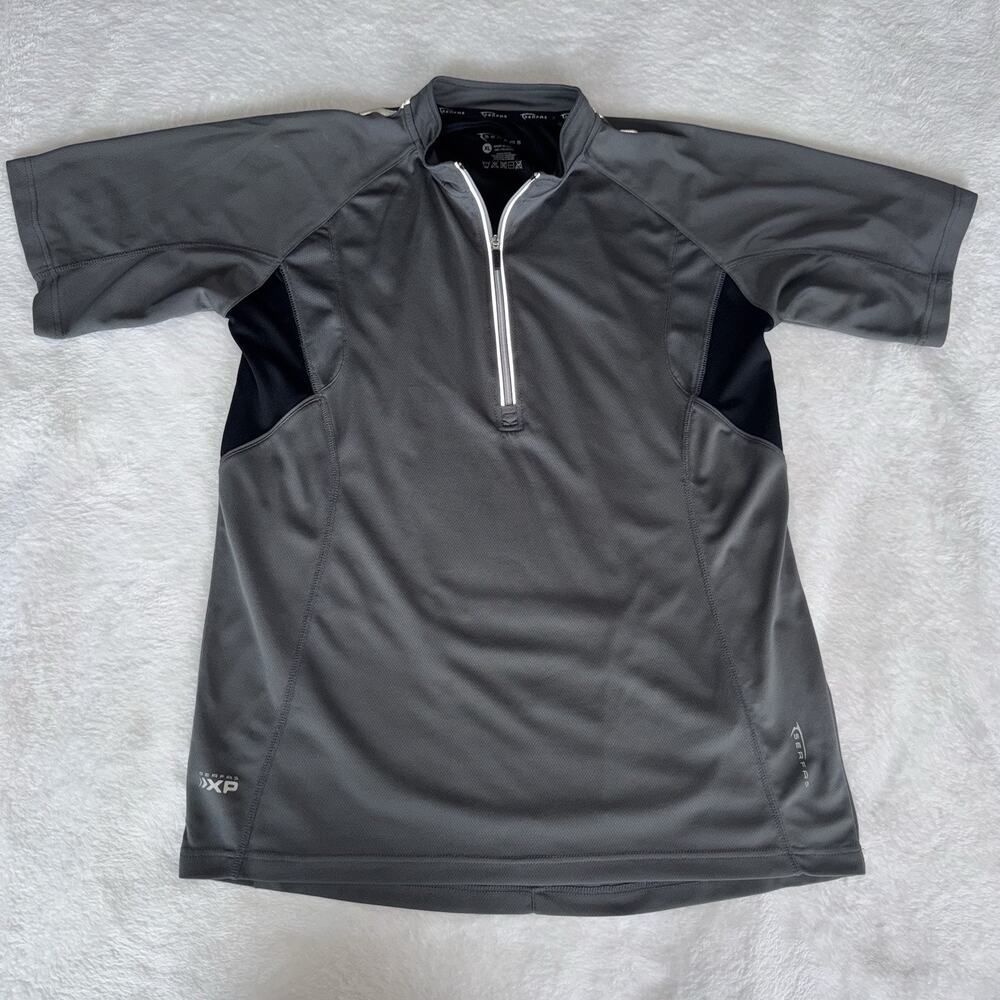 Serfas XP Men's XL Cycling Jersey Gray Black 1/4 Zip Pockets Breathable